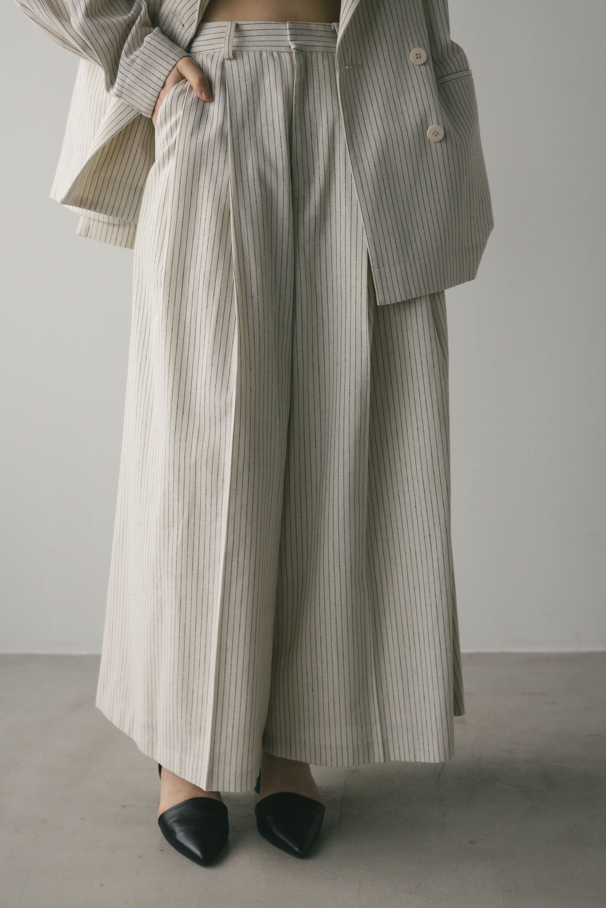 【スタイルミキサー/STYLEMIXER】 リネンミックスミモレパンツ