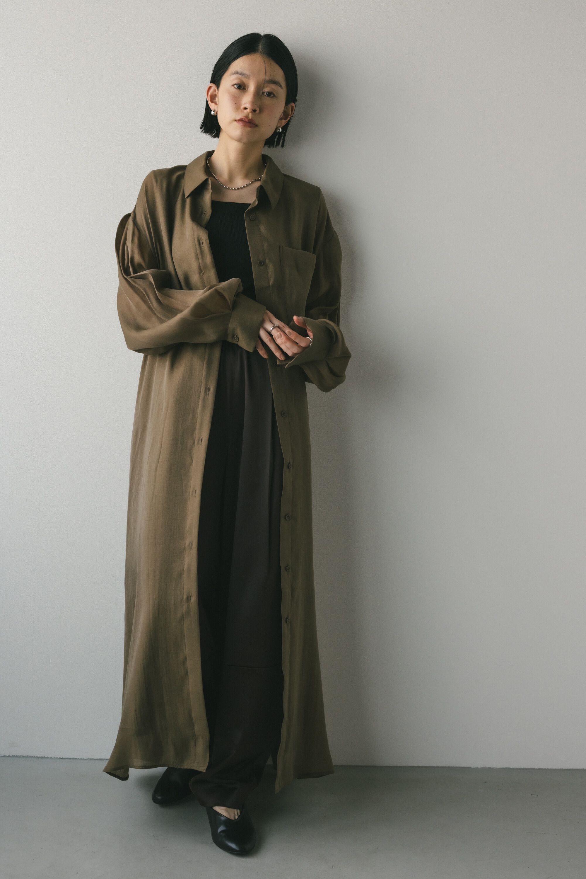 【スタイルミキサー/STYLEMIXER】 シアーレイヤーシャツワンピース