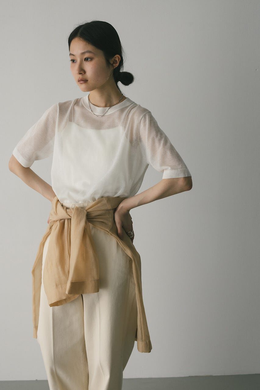 【スタイルミキサー/STYLEMIXER】 ウォッシャブルリネンニットT