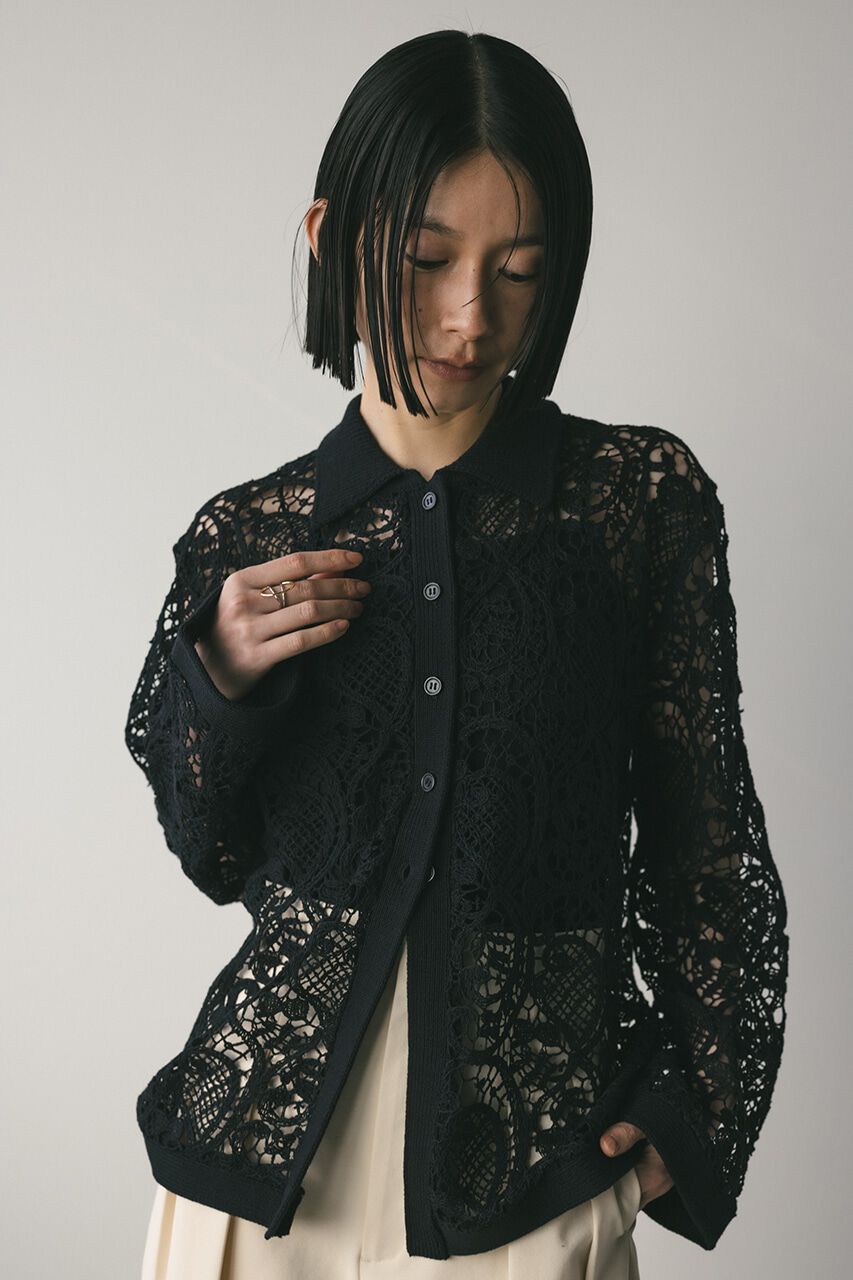 【スタイルミキサー/STYLEMIXER】 クロシェレースニットシャツ