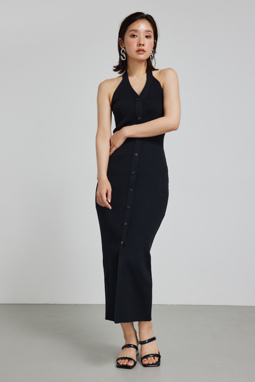 【リエンダ/rienda】 ホルターネックタイトニットワンピース