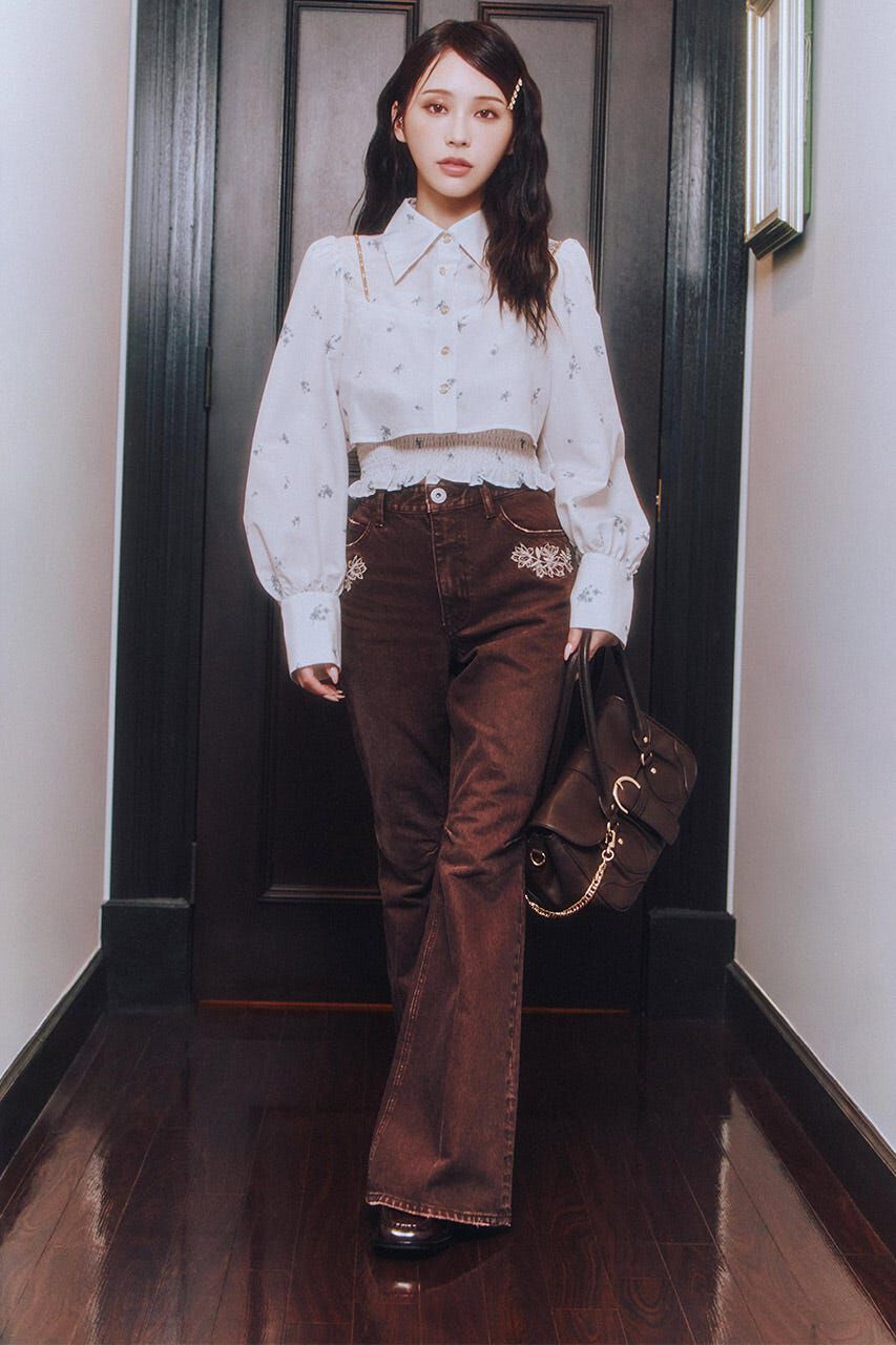 人気メンズファッション|【リエンダ/rienda】 フラワー刺繍ブーツカットパンツ