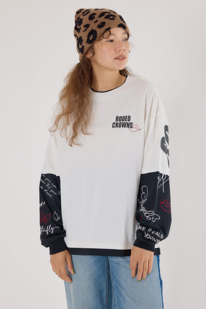 メンズファッションオススメ|【ロデオクラウンズ/RODEO CROWNS】 オーバーロゴレイヤードロングスリーブTシャツ