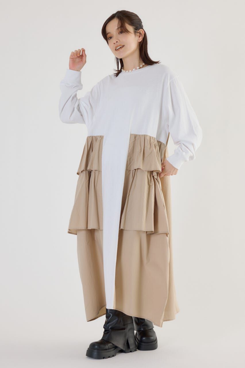 【ロデオクラウンズ/RODEO CROWNS】 ドッキングフリルワンピース