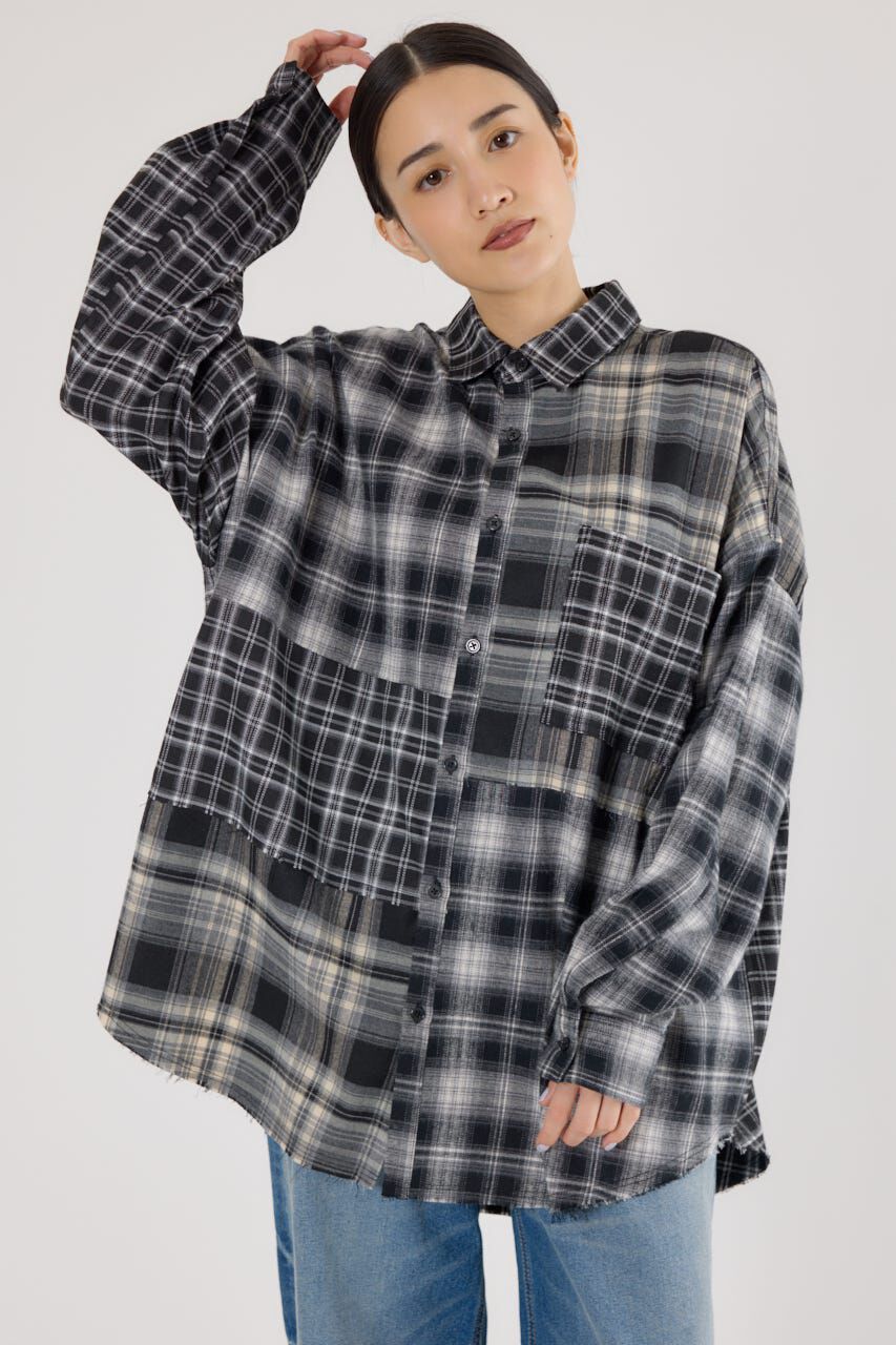 【ロデオクラウンズ/RODEO CROWNS】 パッチワークチェックシャツ