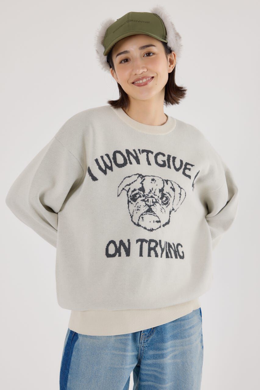 【ロデオクラウンズ/RODEO CROWNS】 アニマルジャガードニットトップス