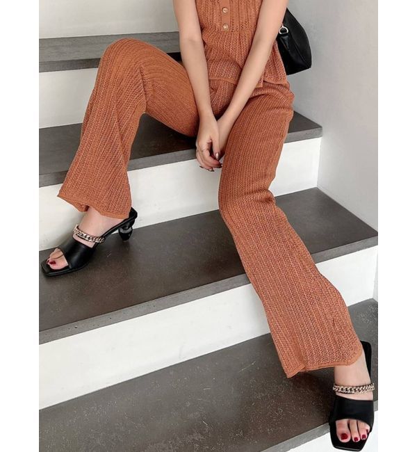 【リゼクシー/RESEXXY】 透かし編みラメニットパンツ【セットアップ着用可能】