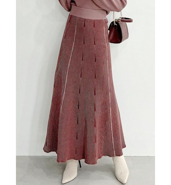 【リゼクシー/RESEXXY】 ニットファブリックフレアスカート【セットアップ着用可能】