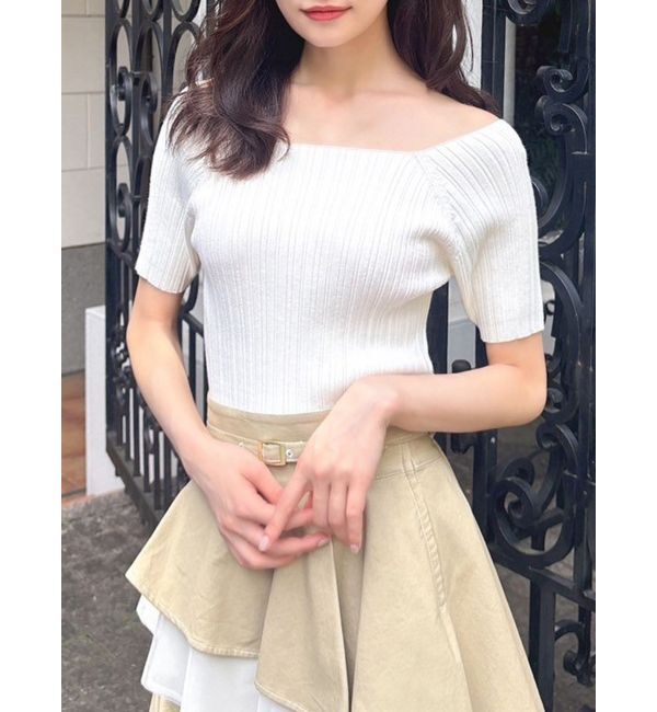 【リゼクシー/RESEXXY】 オフショルリブニットトップス