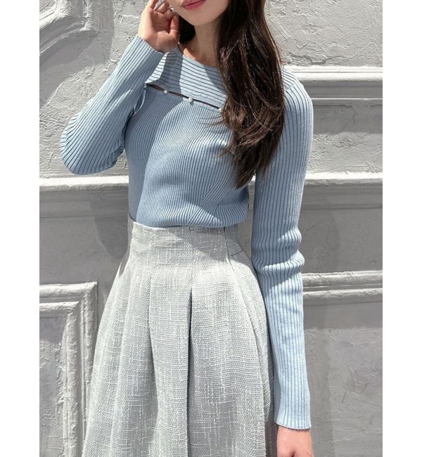 【リゼクシー/RESEXXY】 パールボタンリブニットトップス