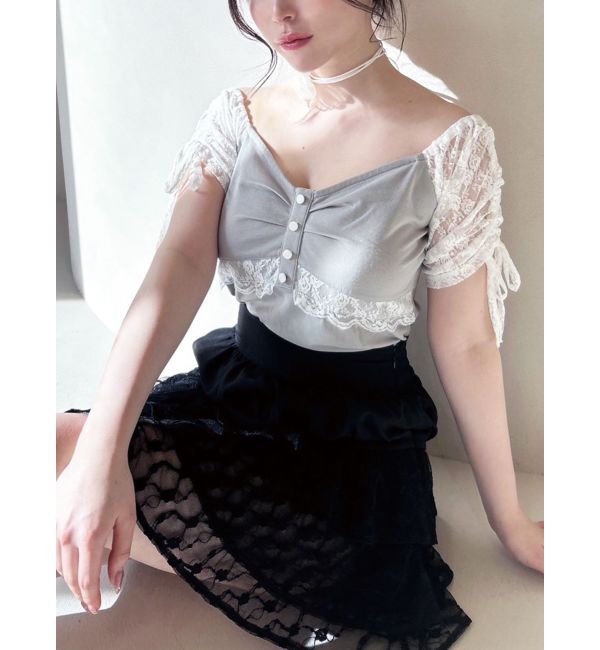 人気ファッションメンズ|【リゼクシー/RESEXXY】 レースドッキングTシャツ