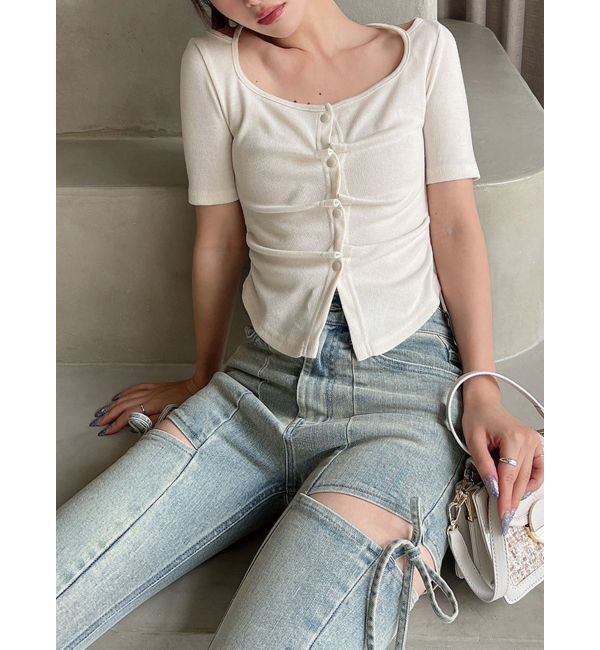 モテ系ファッションメンズ|【リゼクシー/RESEXXY】 センタータックショートスリーブトップス