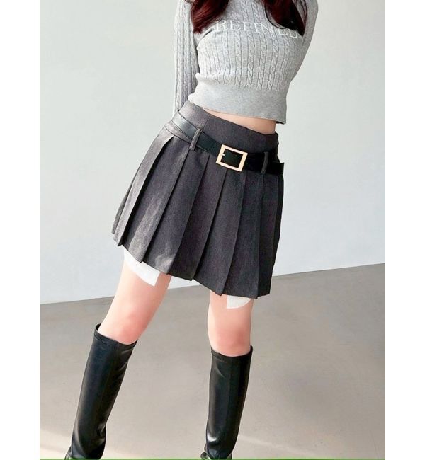 【リゼクシー/RESEXXY】 ローウエストベルトプリーツミニスカート