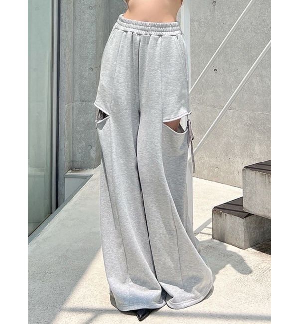 【リゼクシー/RESEXXY】 サイドリボンスウェットワイドパンツ