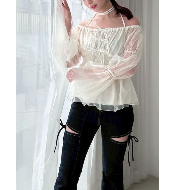 【リゼクシー/RESEXXY】 チョーカーリボンチュニックブラウス