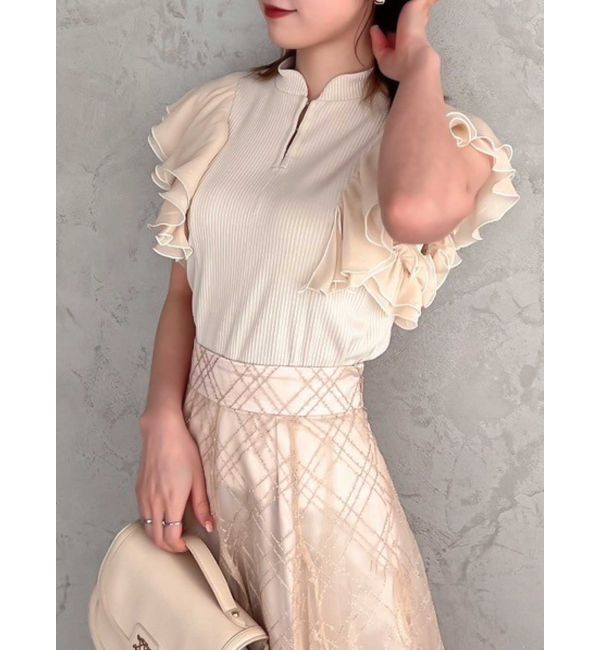 人気ファッションメンズ|【ダズリン/dazzlin】 フロントホックフリルトップス