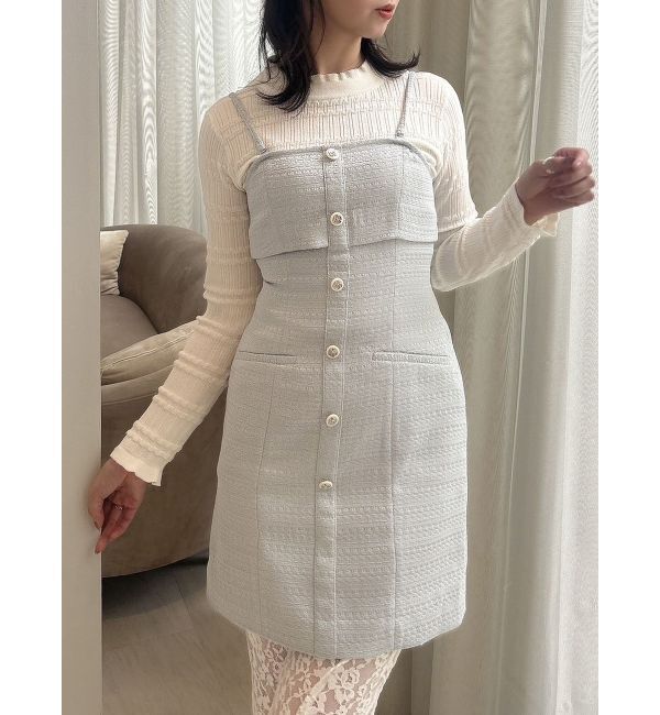 【ダズリン/dazzlin】 【セットアップ対応】レイヤードツイードミニキャミワンピース