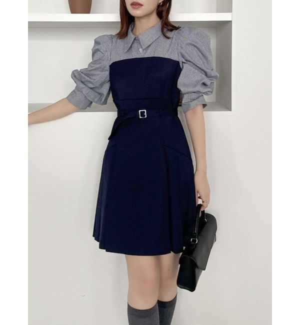 【ダズリン/dazzlin】 レイヤードシャツミニワンピース