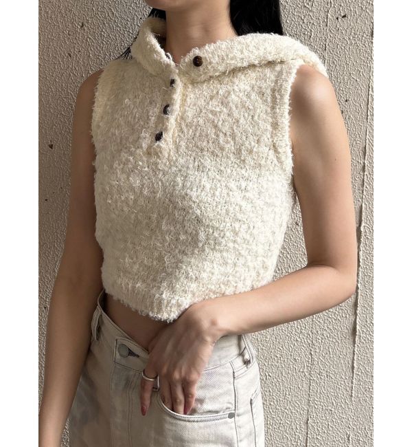 【エモダ/EMODA】 シャギーフードニットタンクトップ
