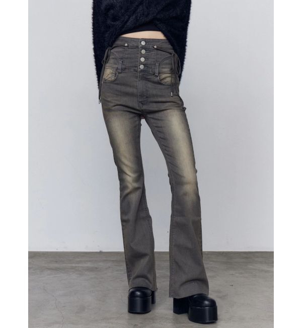 【エモダ/EMODA】 リボンハイウエストフレアパギンス