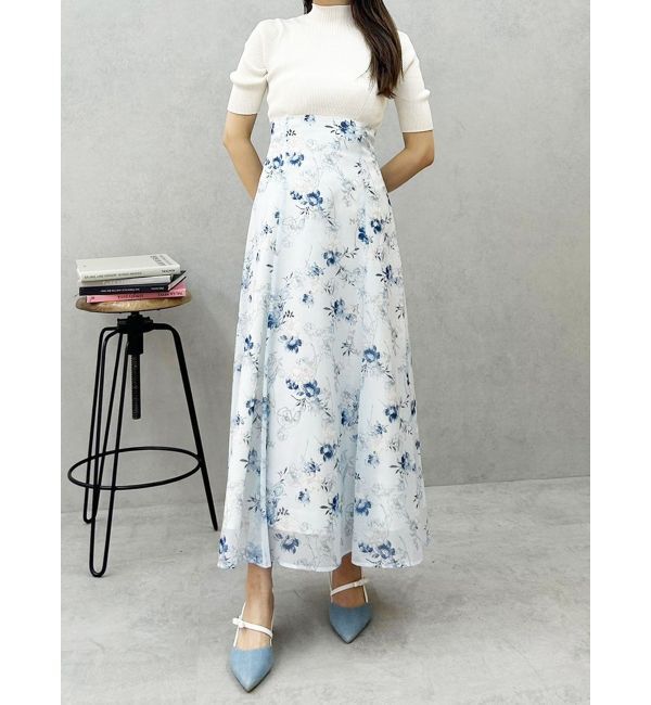 【マーキュリーデュオ/MERCURYDUO】 レイヤード花柄ニットドッキングワンピース