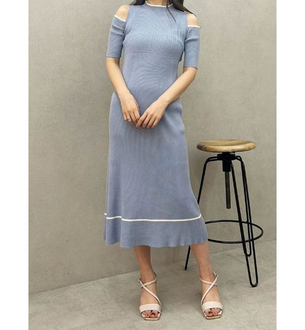 【マーキュリーデュオ/MERCURYDUO】 配色クロスリボンニットワンピース