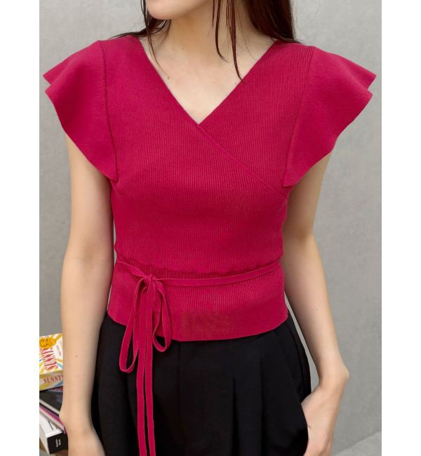 【マーキュリーデュオ/MERCURYDUO】 カシュクールラッフルコンパクトニット