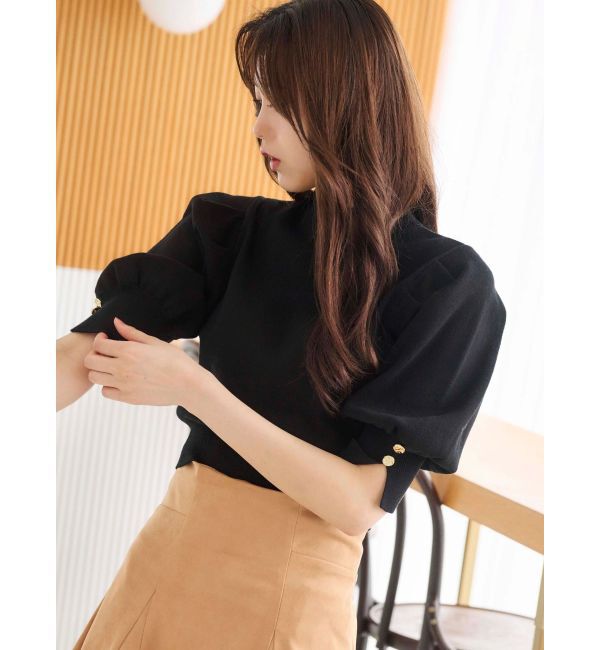 【マーキュリーデュオ/MERCURYDUO】 総針パワショルスリットスリーブニット