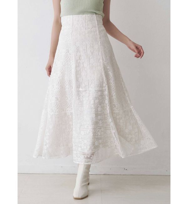 【マーキュリーデュオ/MERCURYDUO】 レースパッチワークフレアスカート