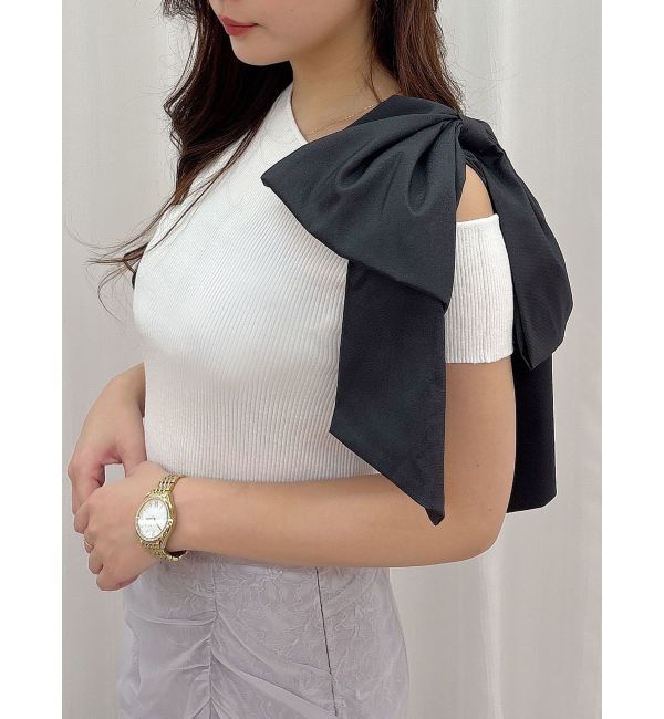 【マーキュリーデュオ/MERCURYDUO】 【追加生産】BIGリボン付きニットトップス