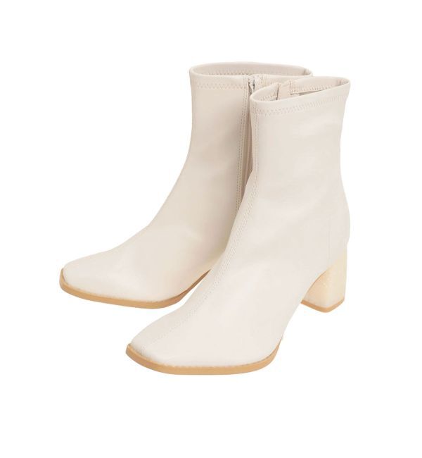 【マーキュリーデュオ/MERCURYDUO】 フェイクレザースクエアトゥストレッチショートブーツ