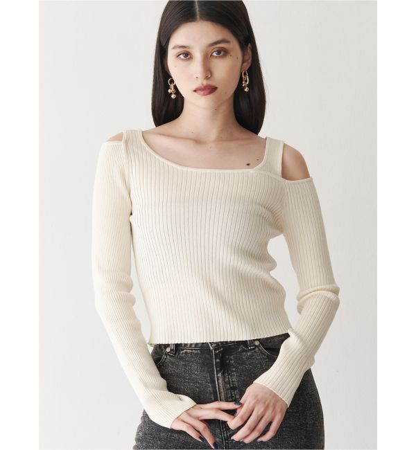 【ムルーア/MURUA】 ショルダーカットレイヤードライクリブニット