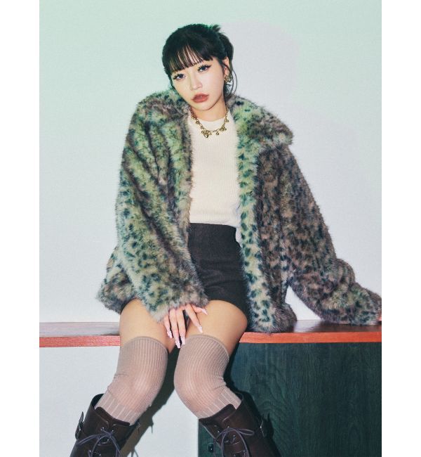 【ムルーア/MURUA】 レオパードフェイクファーコート