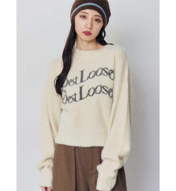 【ムルーア/MURUA】 ミニシャギーロゴニット