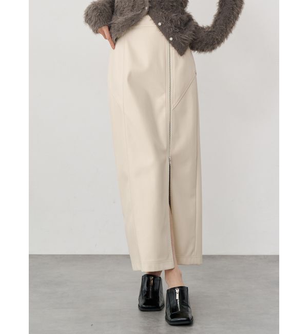 【ムルーア/MURUA】 ZIPスリットフェイクレザーナロースカート