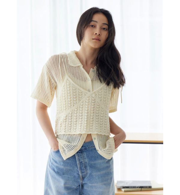 モテ系メンズファッション|【アングリッド/Ungrid】 透かし編みキャミレイヤードニットカーデ