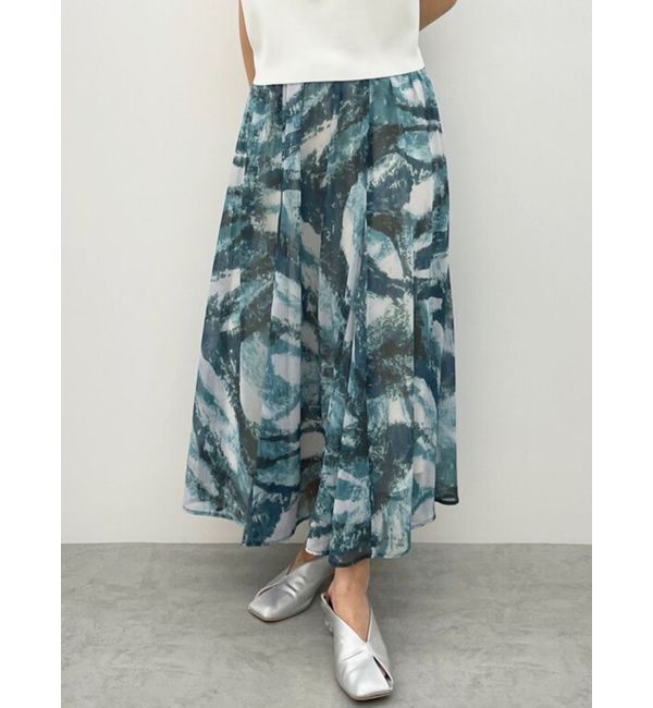 【ラグナムーン/LAGUNAMOON】 レイヤーペイントボリュームフレアスカート