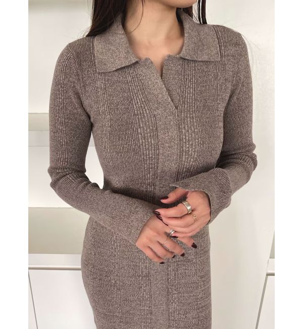 【ラグナムーン/LAGUNAMOON】 カラーネックタイトニットワンピース