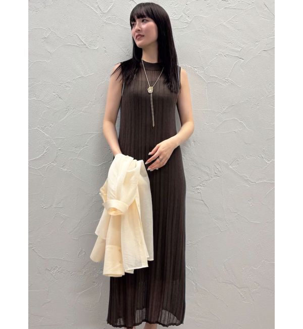 LAUGHMAGMOON レース編みパイピングニットワンピース　ロングワンピース LAUGHMAGMOON レース編みパイピングニットワンピース ロング