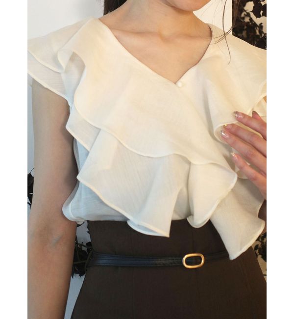 【ラグナムーン/LAGUNAMOON】 ノースリーブラッフルブラウス