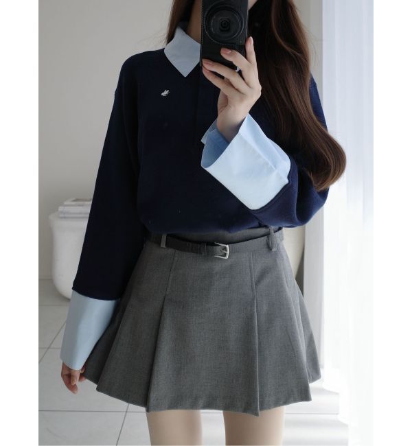 【ラグナムーン/LAGUNAMOON】 【POLO BCSコラボ】シャツカラーカフスニットプルオーバー