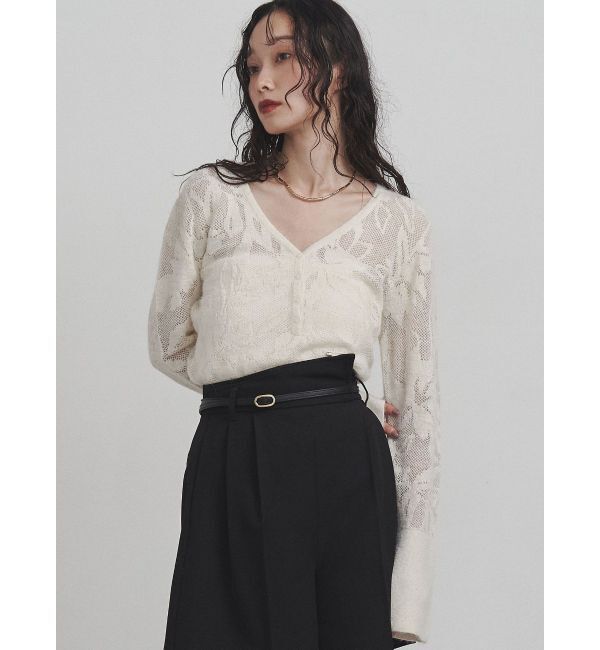 【ラグナムーン/LAGUNAMOON】 ヘアリージャガードニットプルオーバー