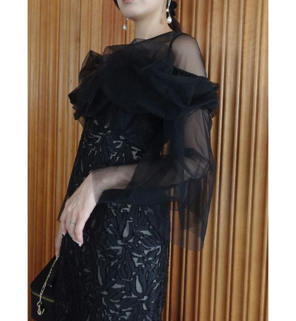 【ラグナムーン/LAGUNAMOON】 LADYボリュームチュールジャガードドレス