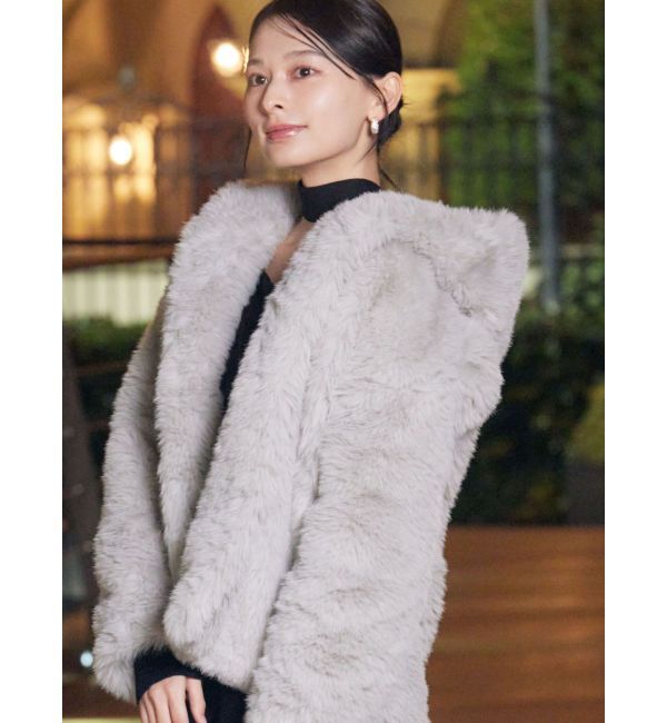 【ラグナムーン/LAGUNAMOON】 フェイクファーフーディコート