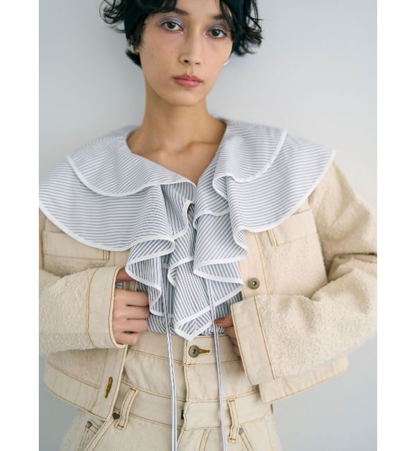 メンズファッションなら|【ラグナムーン/LAGUNAMOON】 ツイードライクノーカラーデニムジャケット