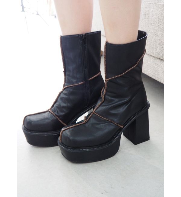 【エヴリス/EVRIS】 ステッチショートブーツ