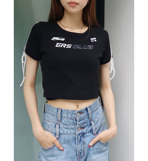 モテ系ファッションメンズ|【エヴリス/EVRIS】 ラインリボングラフィックショートTシャツ