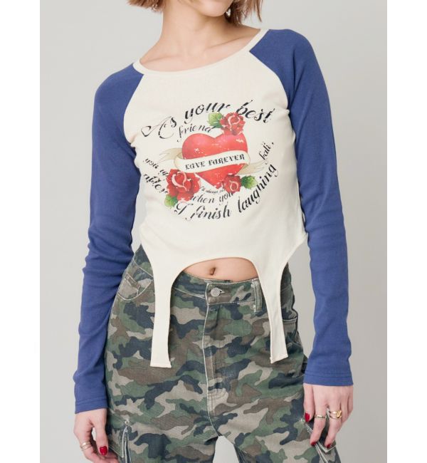 モテ系ファッションメンズ|【エヴリス/EVRIS】 ローズグラフィックガーターデザイントップス