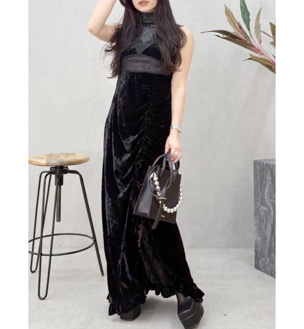 【エヴリス/EVRIS】 ベロアレースロングワンピース