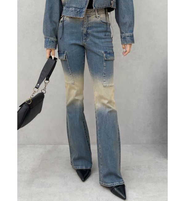 【エヴリス/EVRIS】 グラデーションフレアデニムパンツ【セットアップ着用可能】